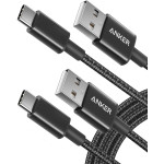 USB C Cable, Anker [2-Pack, 6 ft] Type C Charger Premium Nylon USB Cable , USB A to Type C Charging Cable Fast Charge (Black)